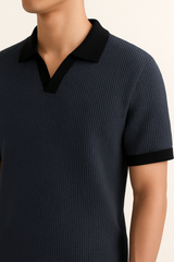 Pale Blue Texture Johny Collar