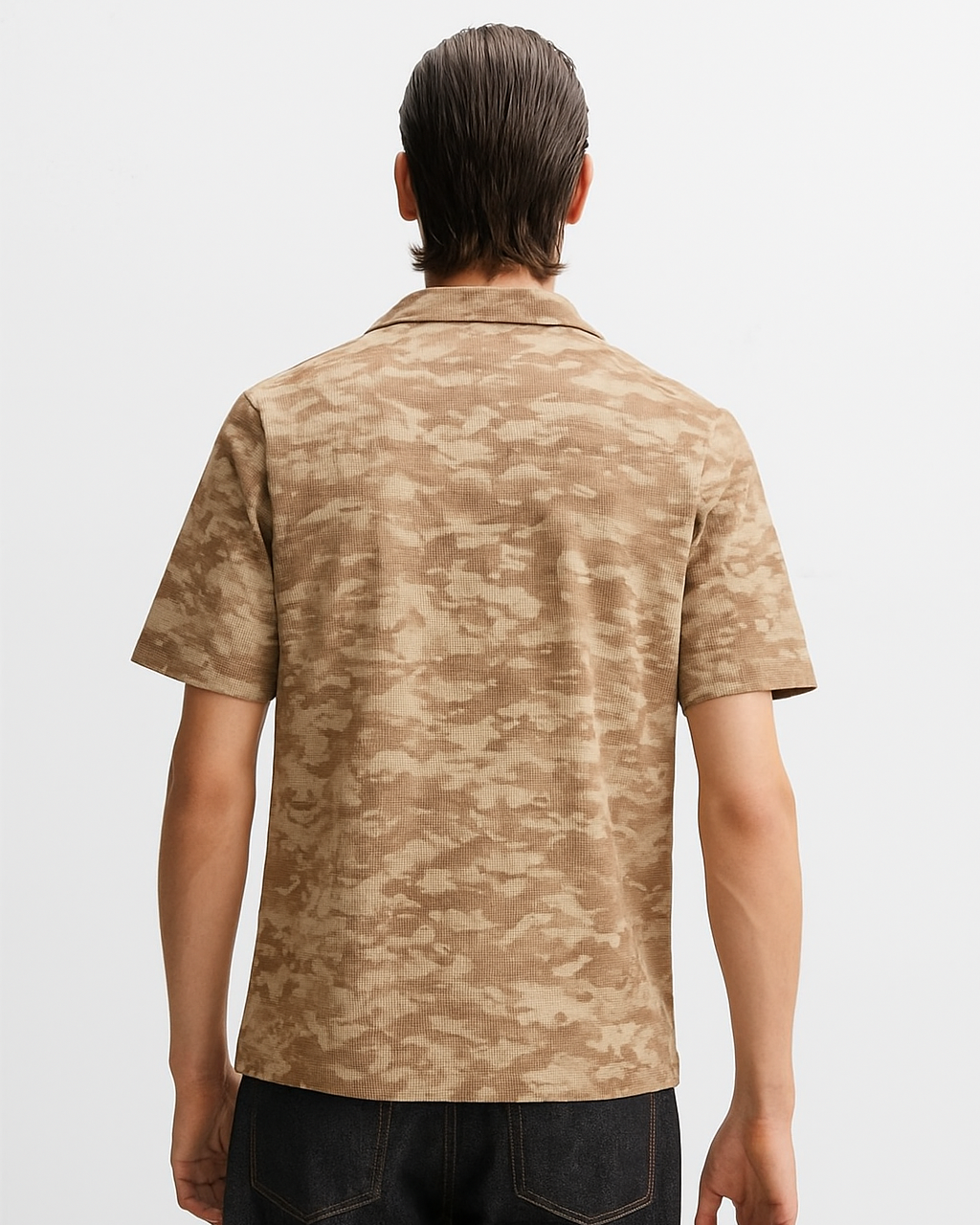 Pack Of 2 Oversized Unproccesed T-Shirt & Brown Camouflage Cuban Shirt