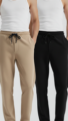 Bundle Straight Trouser Pant (Beige & Black)