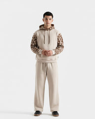 Beige Pattern Hoodie Tracksuit