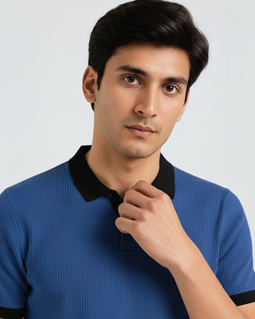 Knitted Royal Blue Johnny Collar