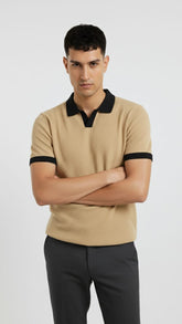 beige Johny Collar Outfit