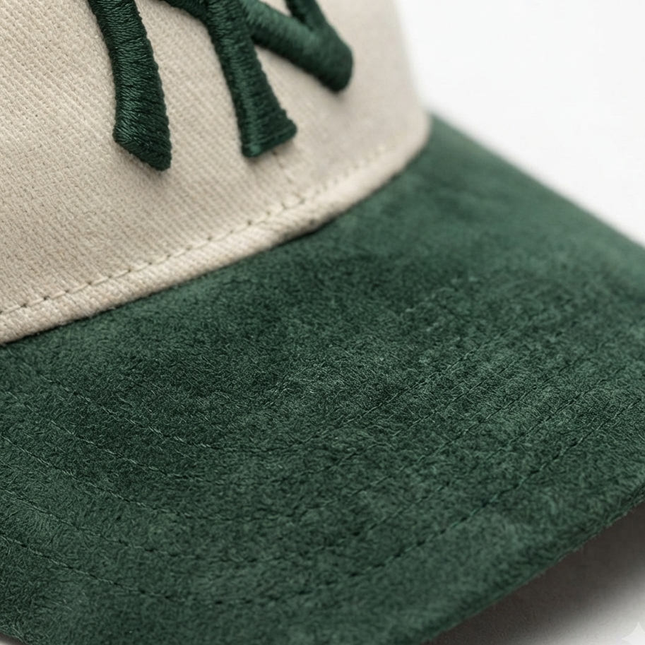 NY Green/Khaki-White Suede Cap