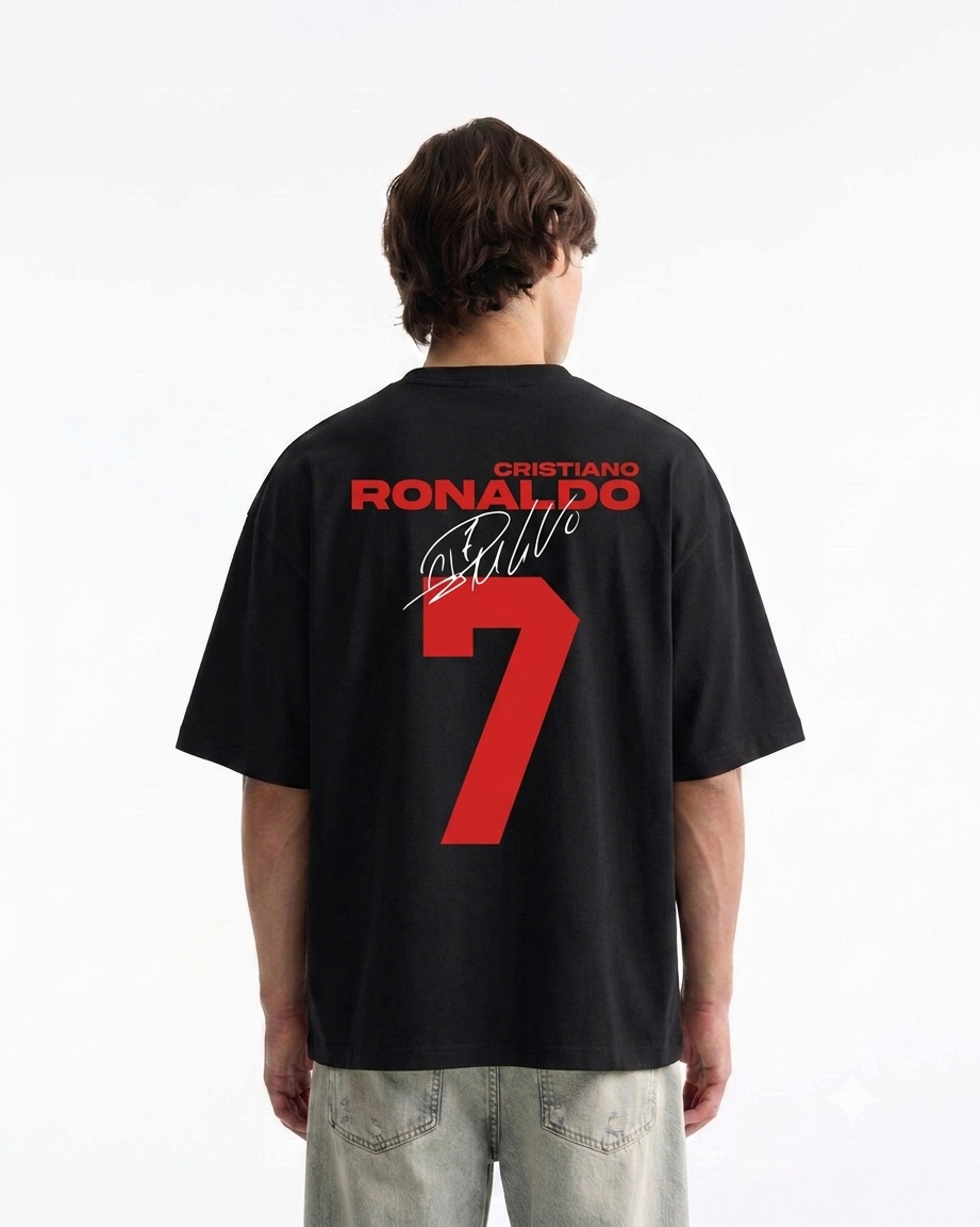 Cristiano Ronaldo Jersey Oversized Boxy-Fit T-shirt (Black)