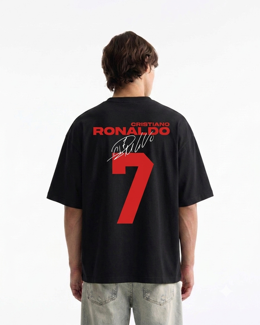 Cristiano Ronaldo Jersey Oversized Boxy-Fit T-shirt (Black)