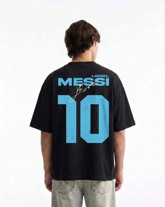 Messi Jersey Oversized Boxy-Fit T-shirt (Black)