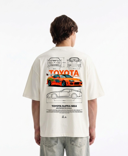 Toyota Supra 1994 Oversized Boxy-Fit T-shirt (White)