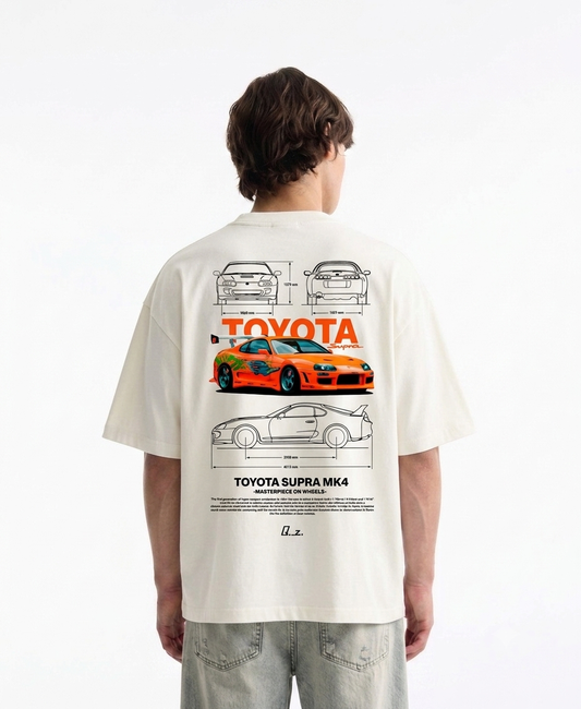 Toyota Supra 1994 Oversized Boxy-Fit T-shirt (White)