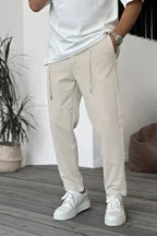 Beige Straight Trouser Pant