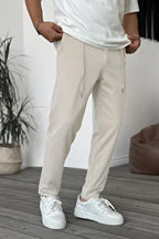 Beige Straight Trouser Pant