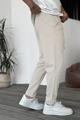 Beige Straight Trouser Pant