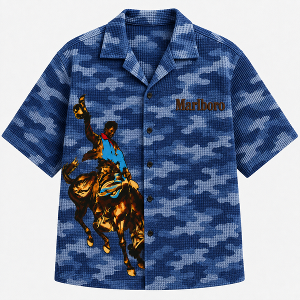 Blue Camouflage Marlboro Cuban Shirt