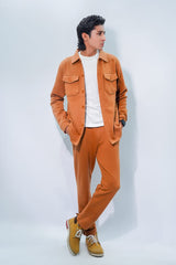 Brown Suede Jacket + Trouser Set