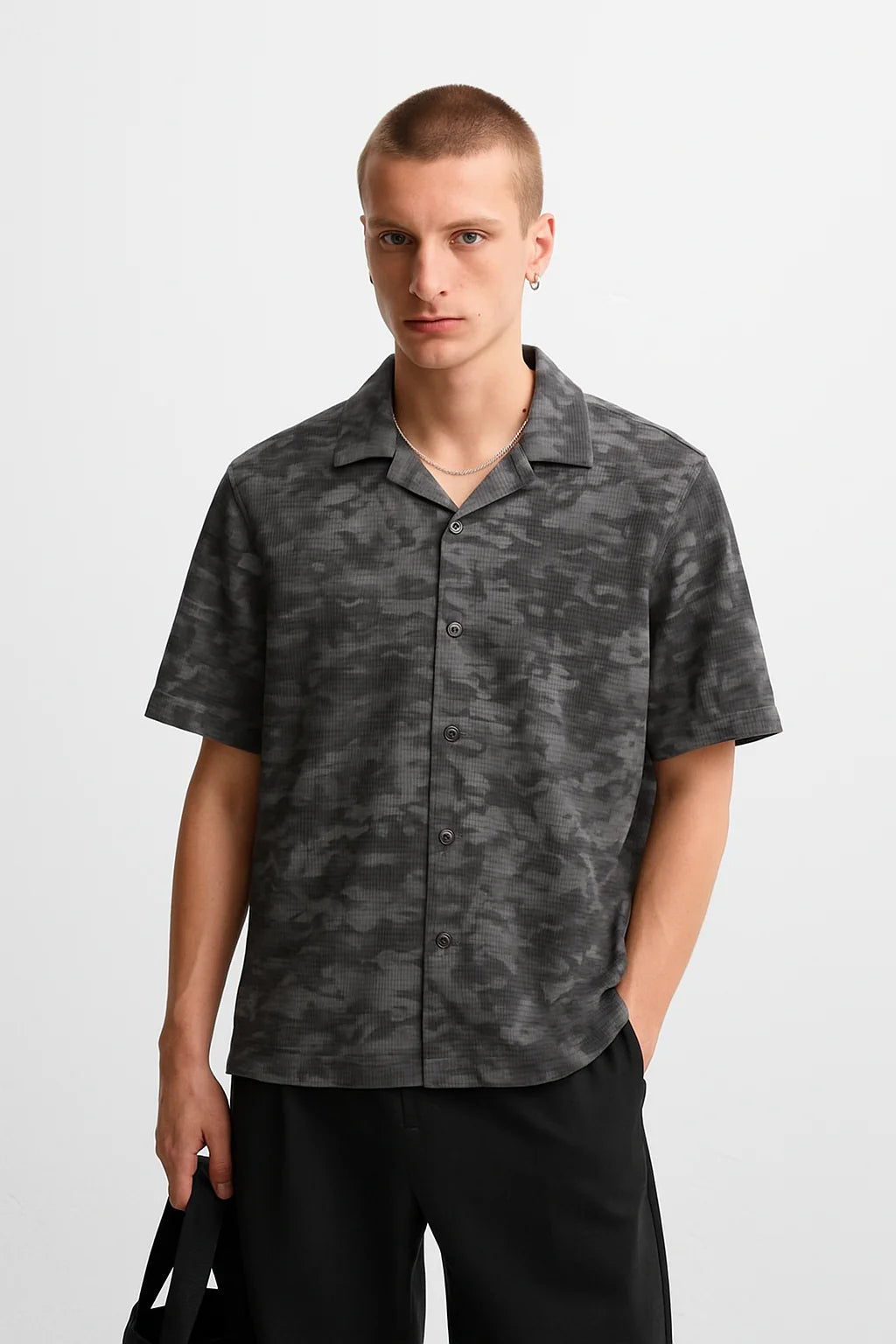 Black Camouflage Cuban Shirt