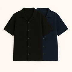 Bundle Pale blue & Black Cuban Shirt