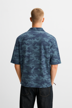 Blue Army Cuban Shirt