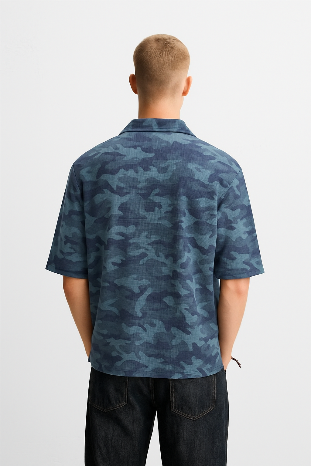 Blue Army Cuban Shirt