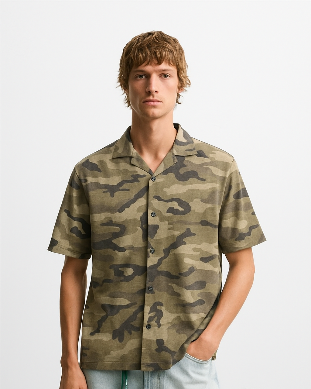 Green Camouflage   Cuban Shirt