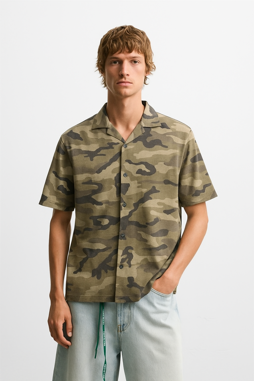 Green Army Cuban Shirt