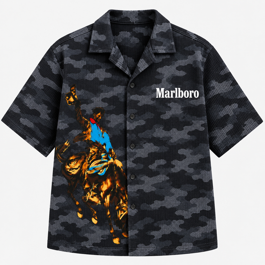 Black Camouflage Marlboro Cuban Shirt
