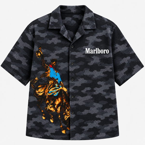 Black Camouflage Marlboro Cuban Shirt