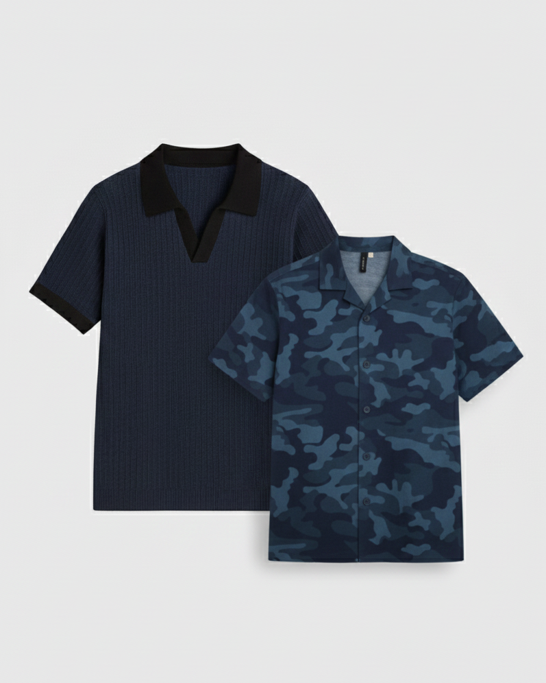 Pair of 2 Blue Johnny Collar/Blue Cuban