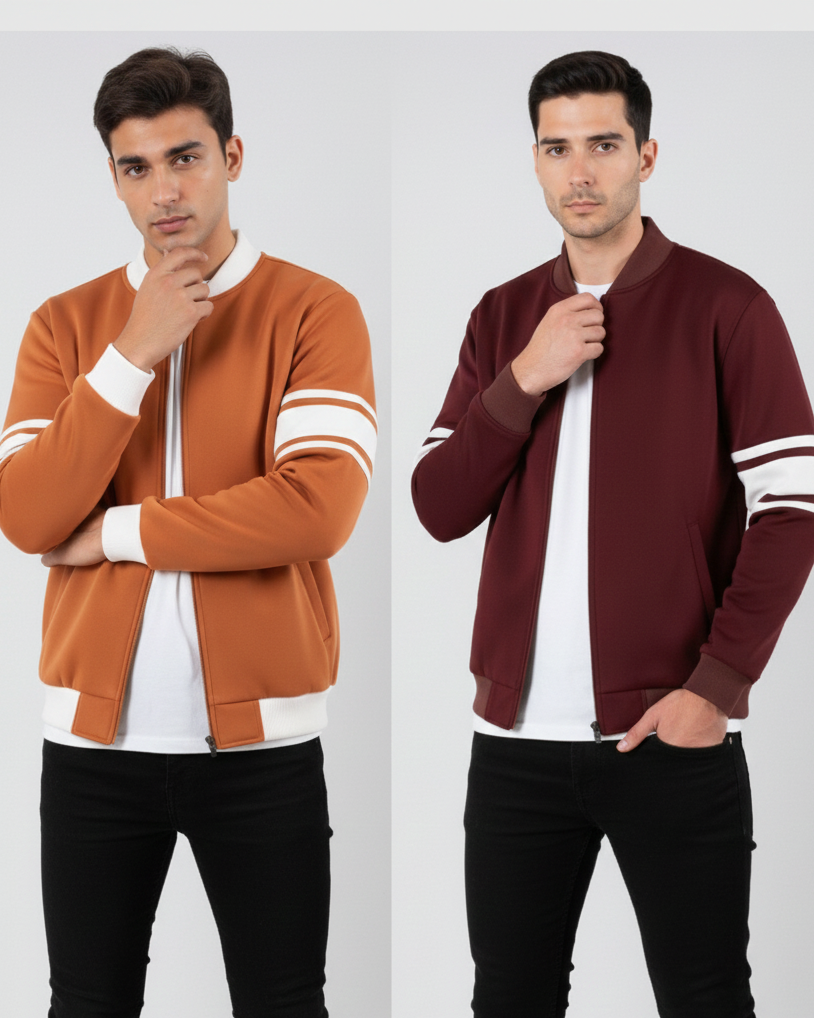 Pair of 2 Jacket & Jacket (Camel Brown & Maroon)