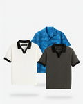Pack Of 3 (Charcoal Johnny Collar, White Johnny Collar & Blue Camouflage)