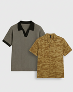 Pair of 2 Charcol Johnny Collar/Brown Cuban