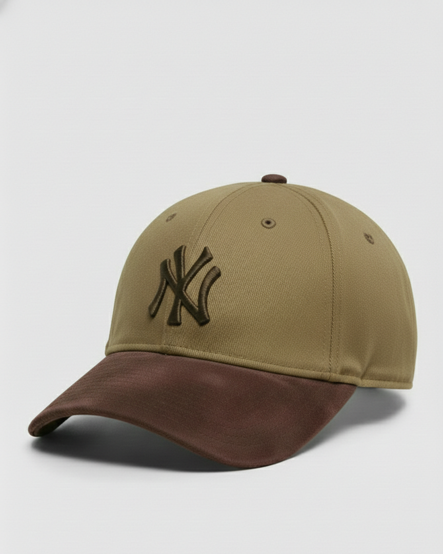 NY Brown/Khaki-White Suede Cap