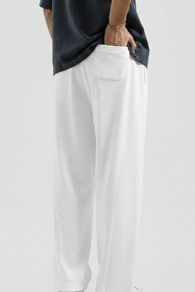 White Straight Baggy Trouser