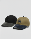 Pack Of 2 NY Grey/Black & Blue/Khaki-White Suede Cap