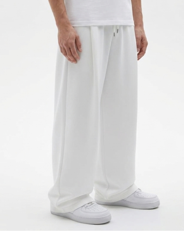 White Straight Baggy Trouser