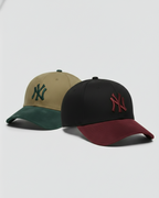 Pack Of 2 NY Maroon/Black & Green/Khaki-White Suede Cap