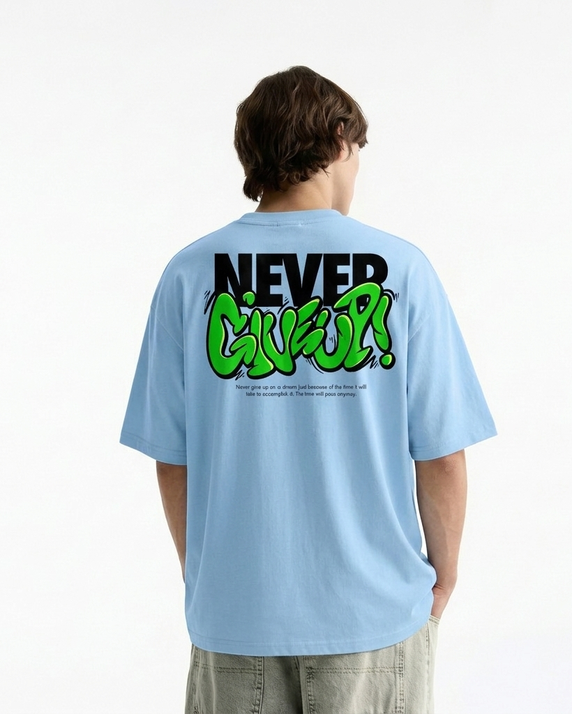 NEVER GIVEUP Oversized Boxy-Fit T-shirt
