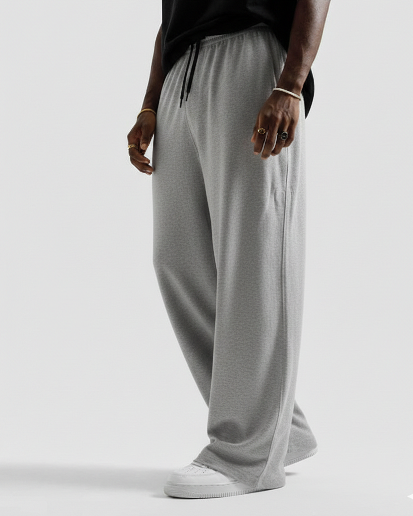 Heather Grey Straight Baggy Trouser
