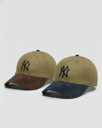 Pack Of 2 NY Brown/Khaki-White & Blue/Khaki-White Suede Cap