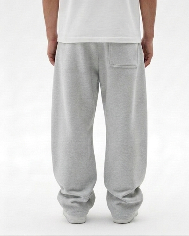 Heather Grey Straight Baggy Trouser