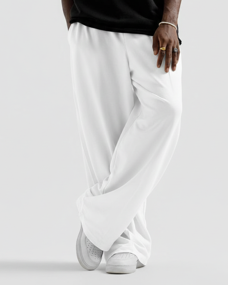 White Straight Baggy Trouser