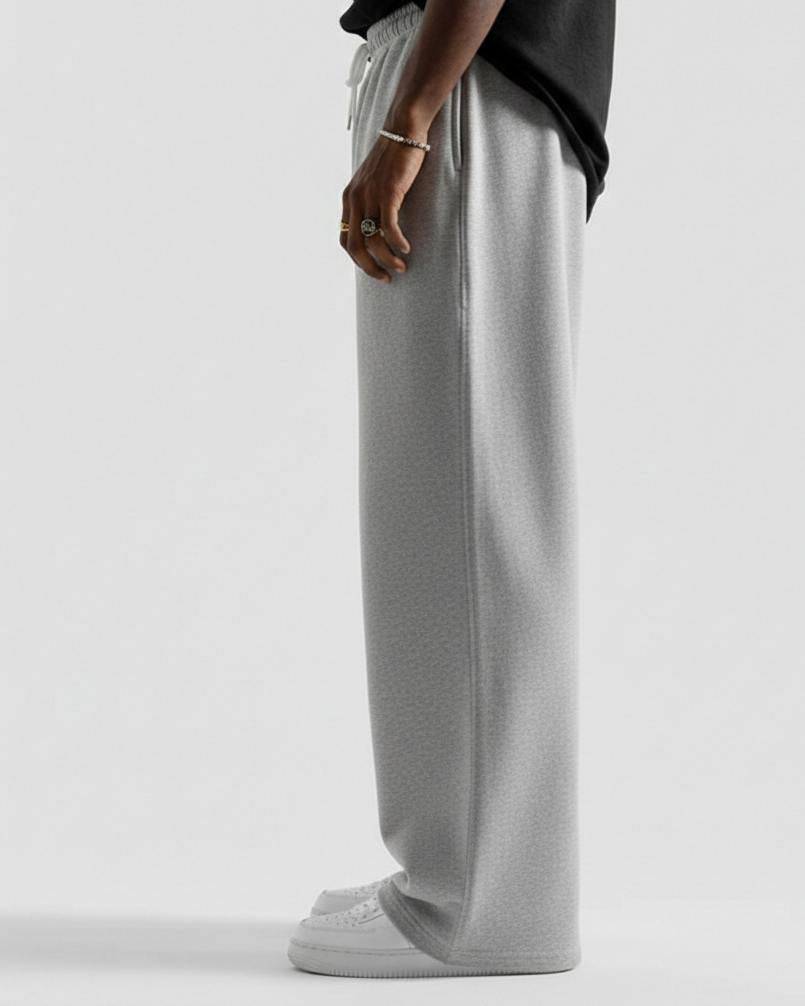 Heather Grey Straight Baggy Trouser