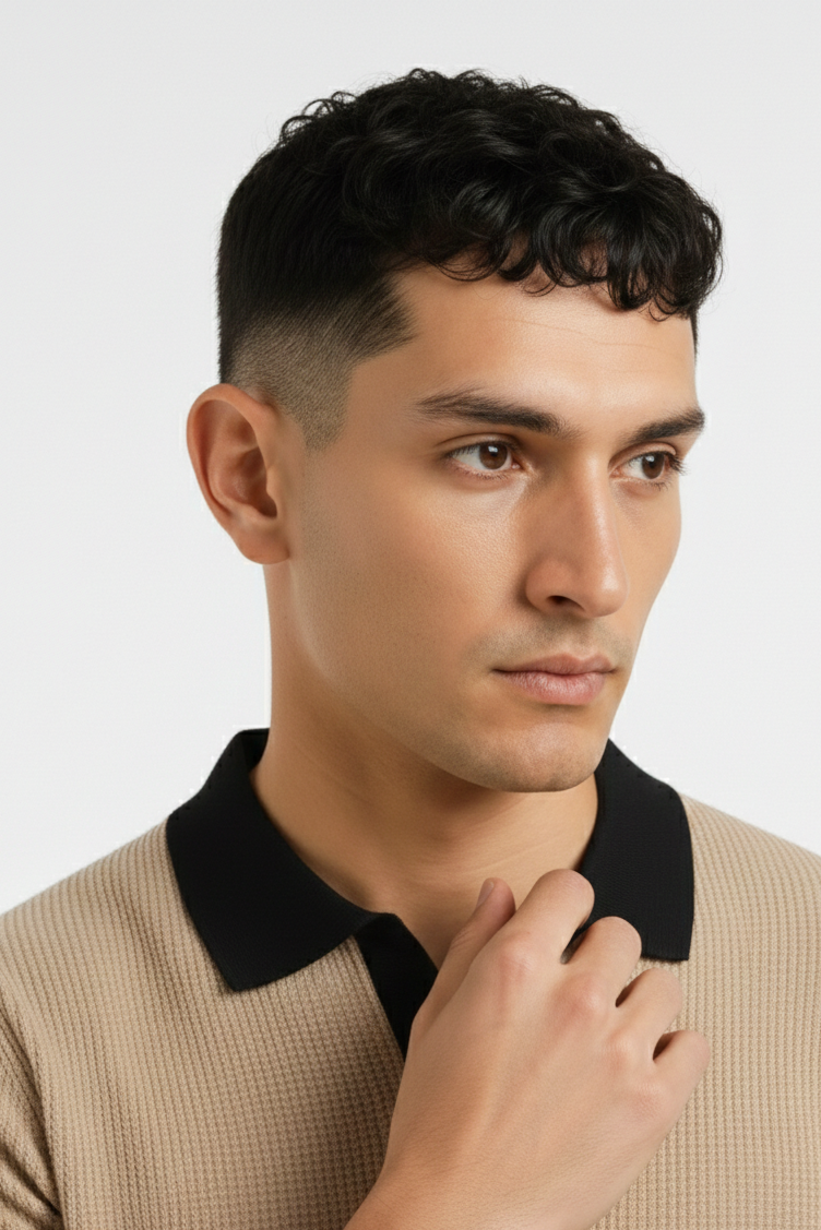 Knitted Beige Johnny Collar