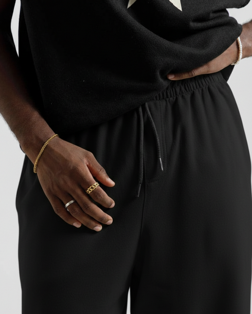 Black Straight Baggy Trouser