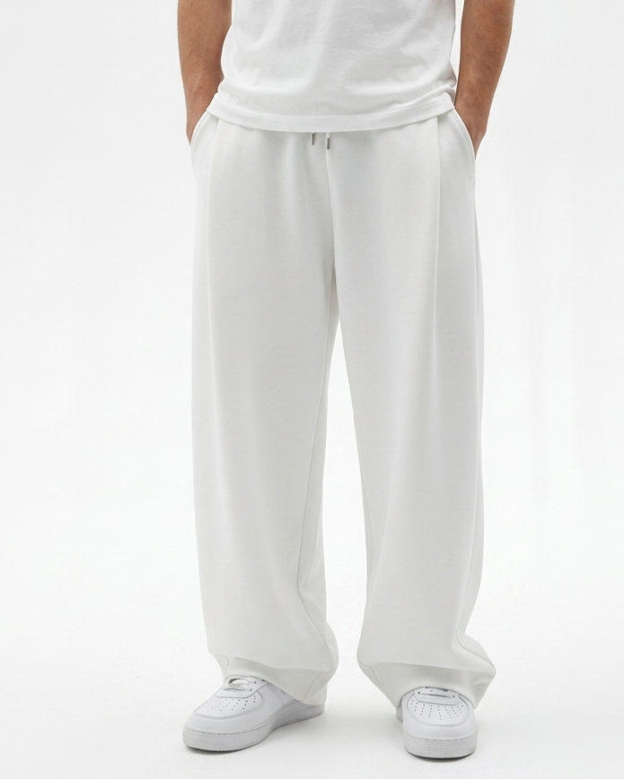 White Straight Baggy Trouser