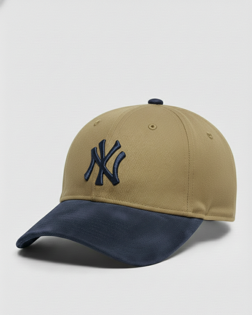 NY Blue/Khaki-White Suede Cap