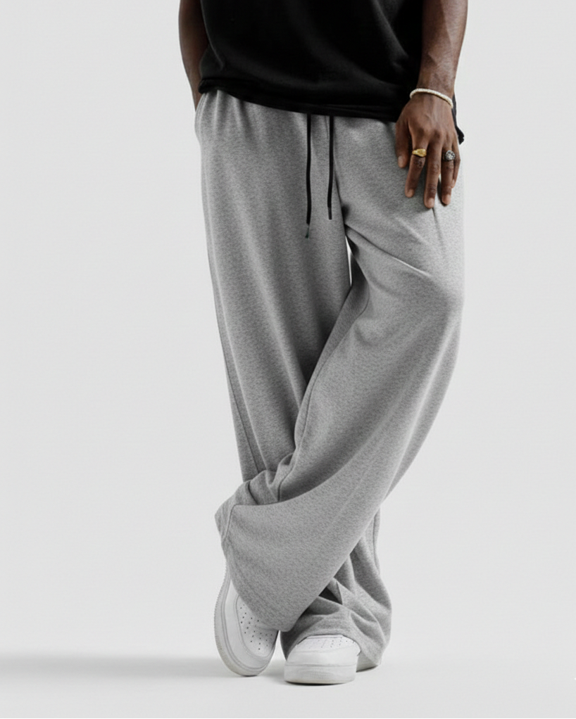Heather Grey Straight Baggy Trouser