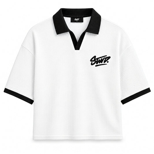 STWD White Oversized Johnny Collar
