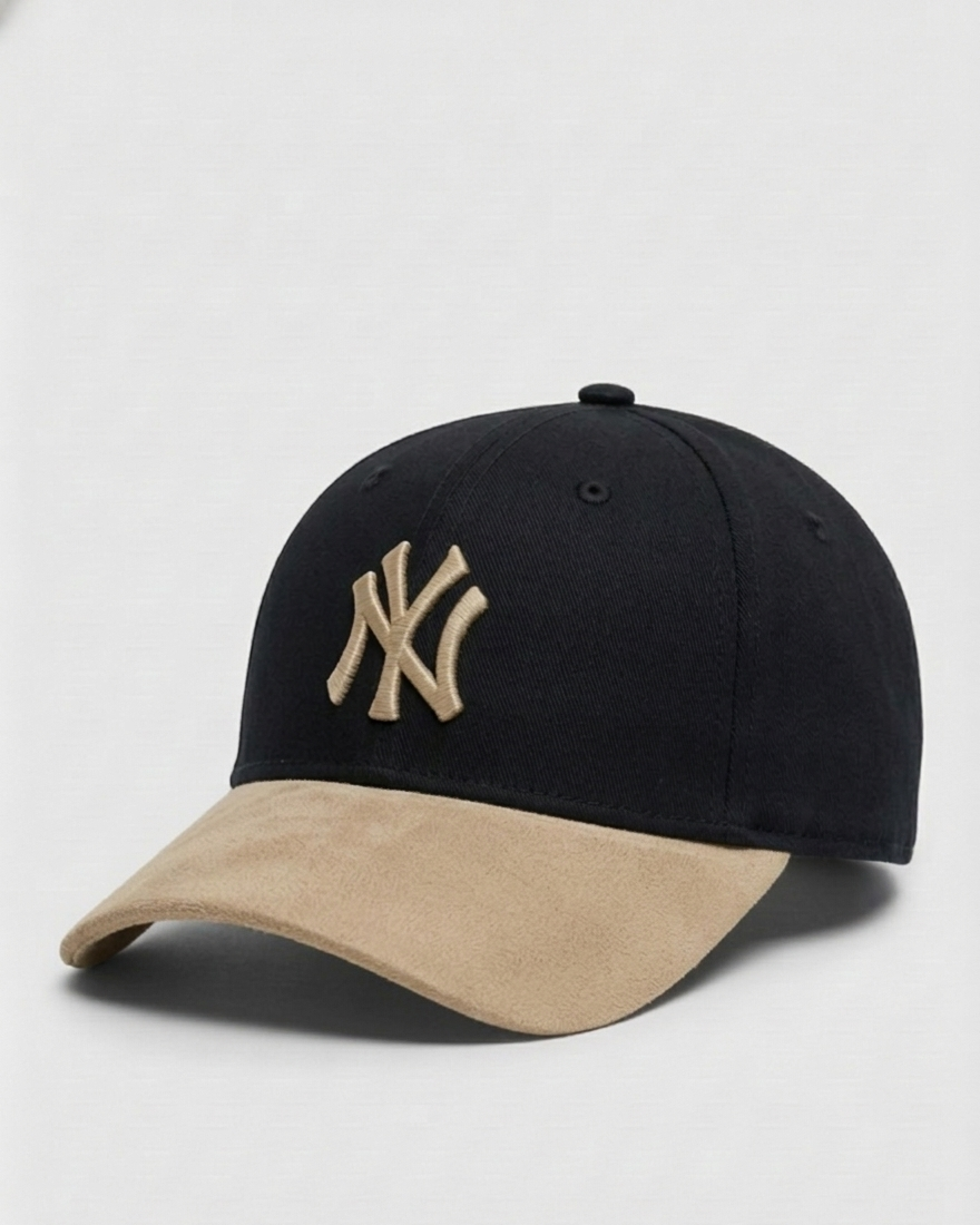 NY Beige/Black Suede Cap