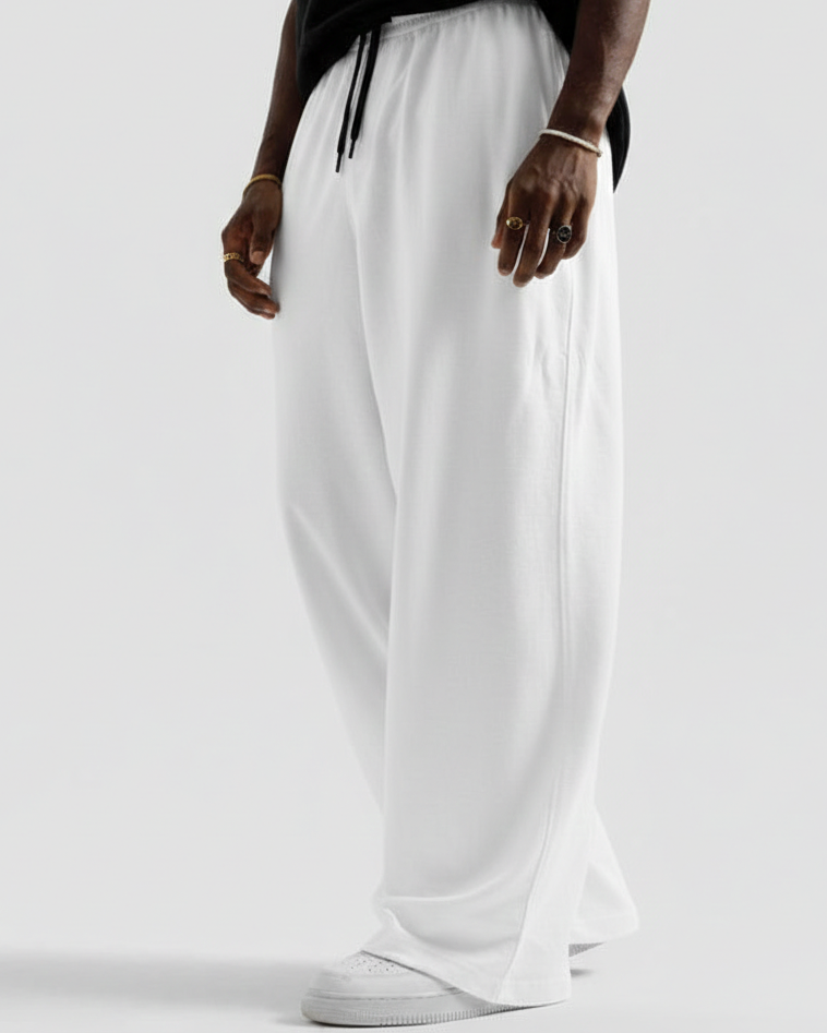 White Straight Baggy Trouser