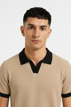 Knitted Beige Johnny Collar