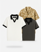 Pack Of 3 (Charcoal Johnny Collar, White Johnny Collar & Brown Camouflage)